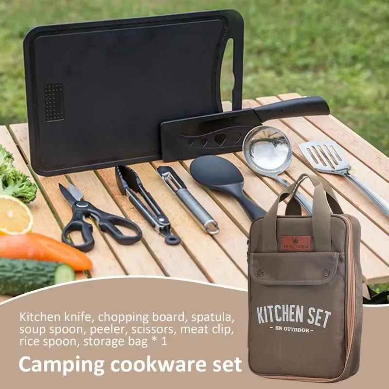 8pcs Camping Kitchen Cookware  - Camping Cooking Organizer recension och pris